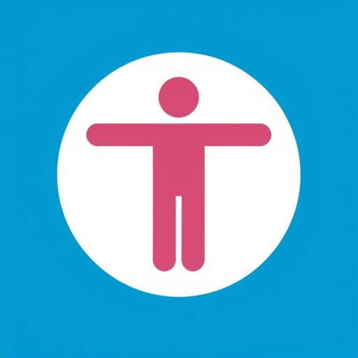 A stylized icon representing accessibility, featuring a figure with outstretched arms within a circle.